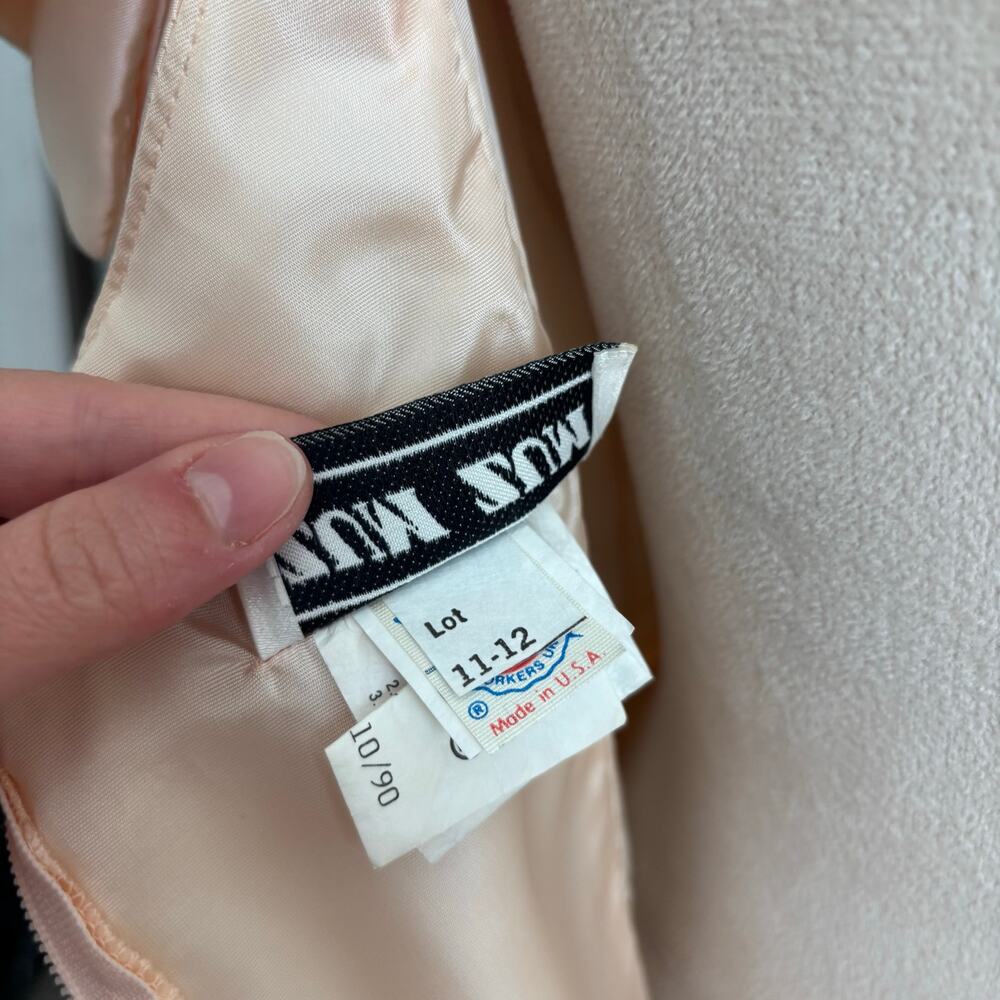 Vtg 90s Zum Zum Prom Dress 11/12 Peach Pink Sequin Peplum Puff Sleeve ILGWU USA - Picture 15 of 16